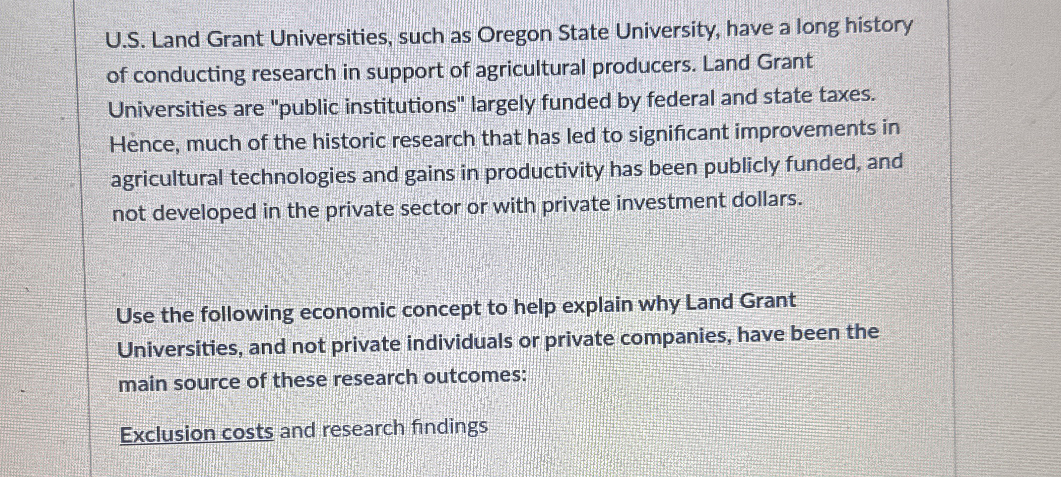 U . S . Land Grant Universities, such as Oregon