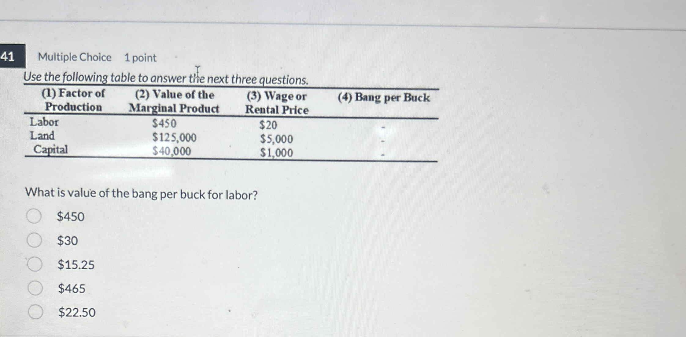 4 1 Multiple Choice 1 point Use the following