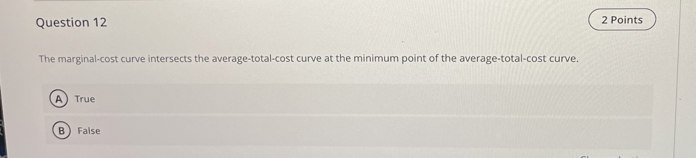 Question 1 2 2 Points The marginal - cost curve