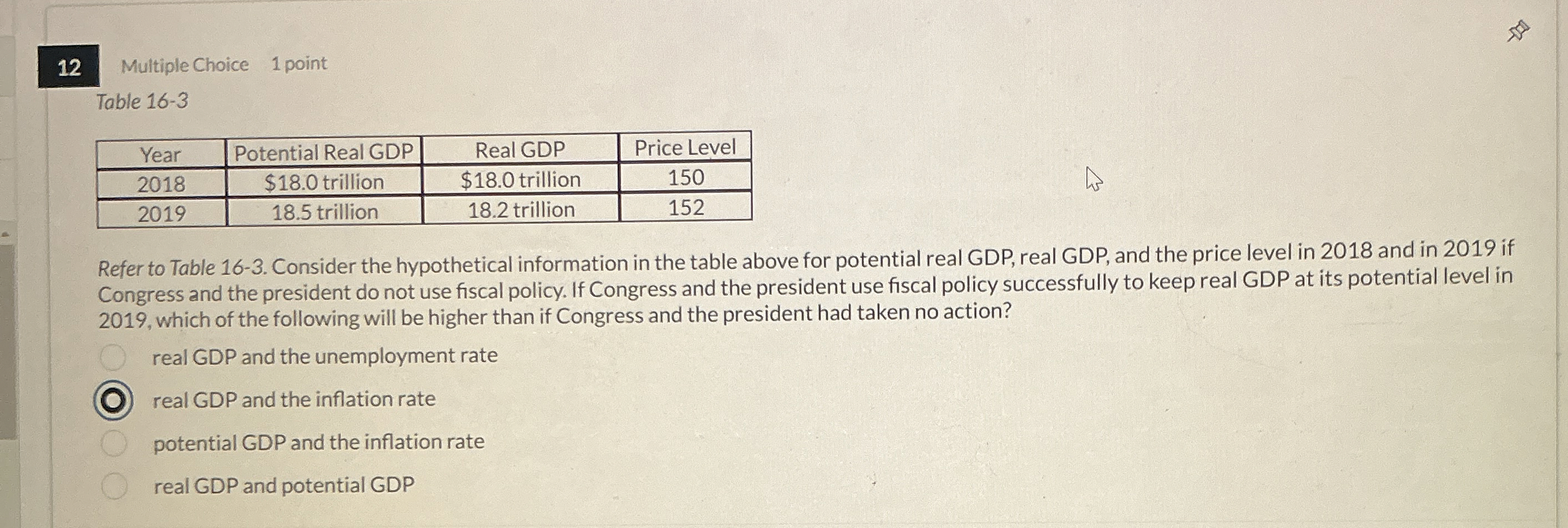 1 2 Multiple Choice 1 point Table 1 6 - 3 \ table