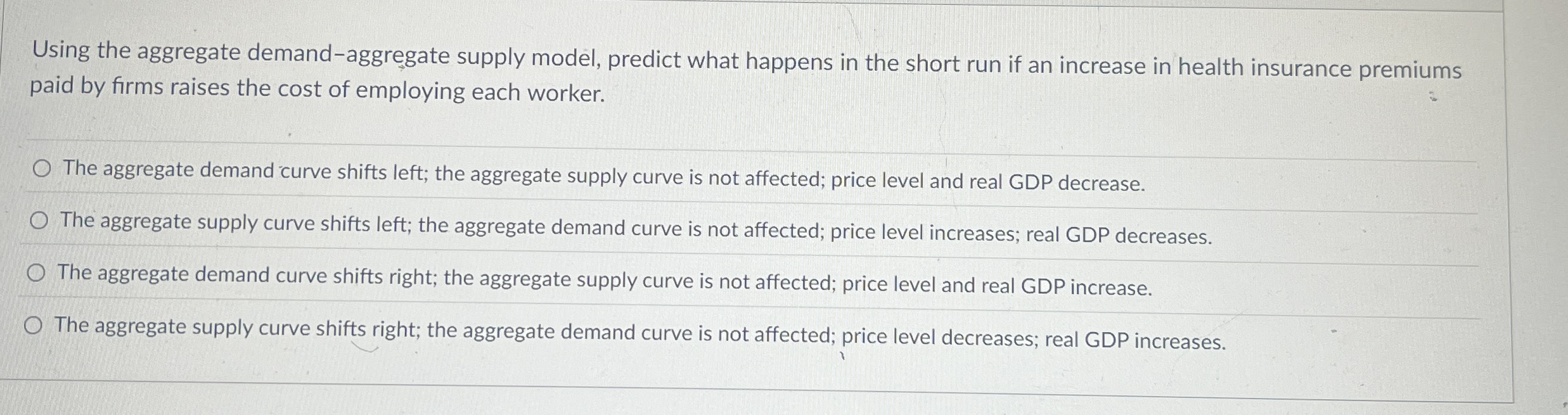 Using the aggregate demand - aggregate supply