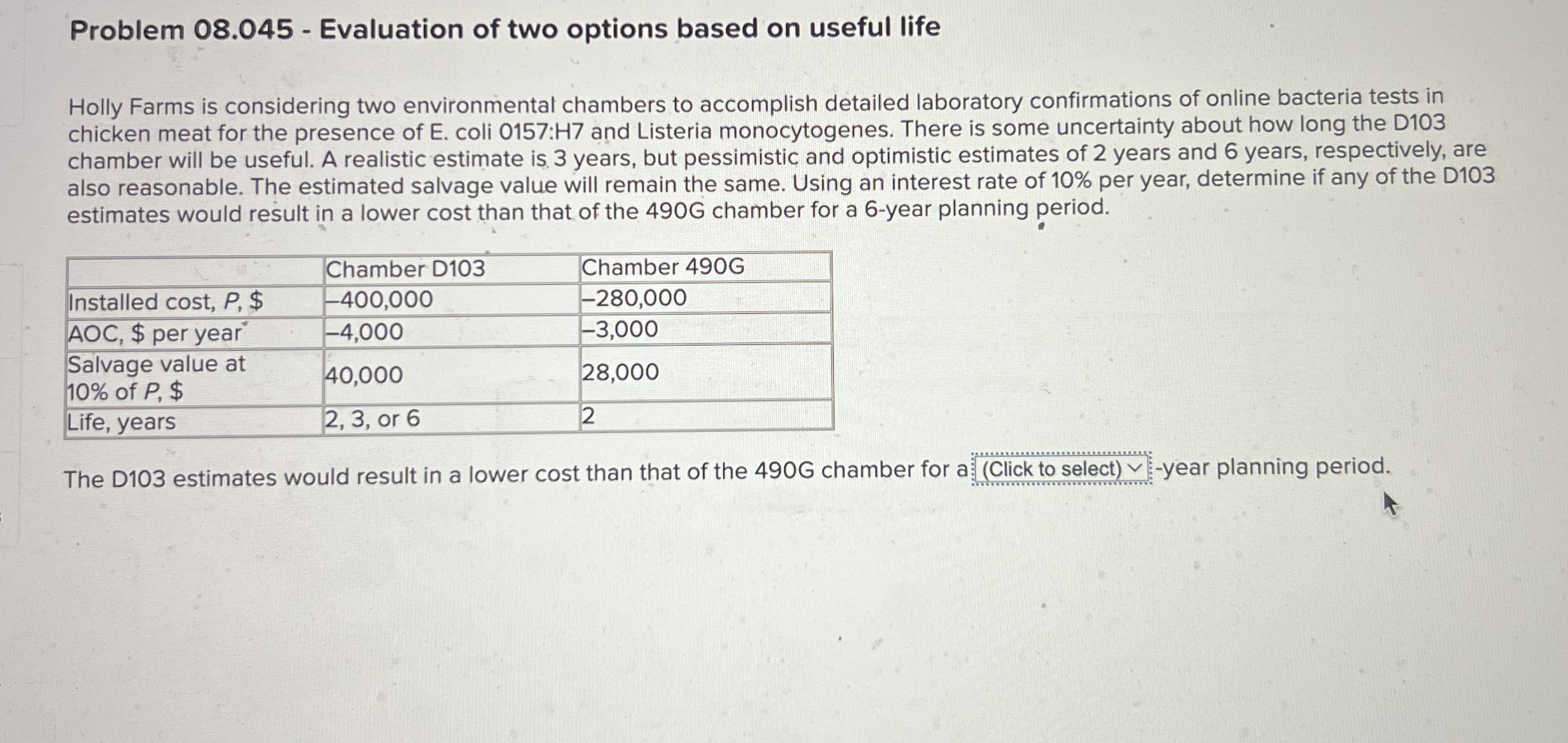 Problem 0 8 . 0 4 5 - Evaluation of two options