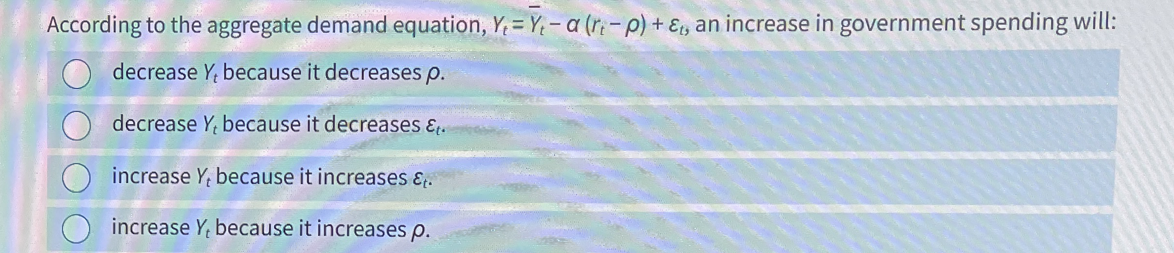 According to the aggregate demand equation, t ? b