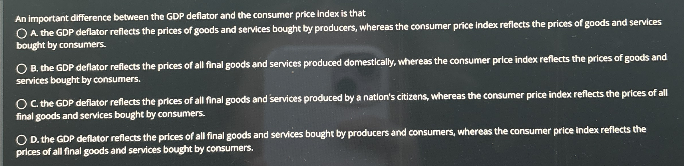 An important difference between the GDP deflator