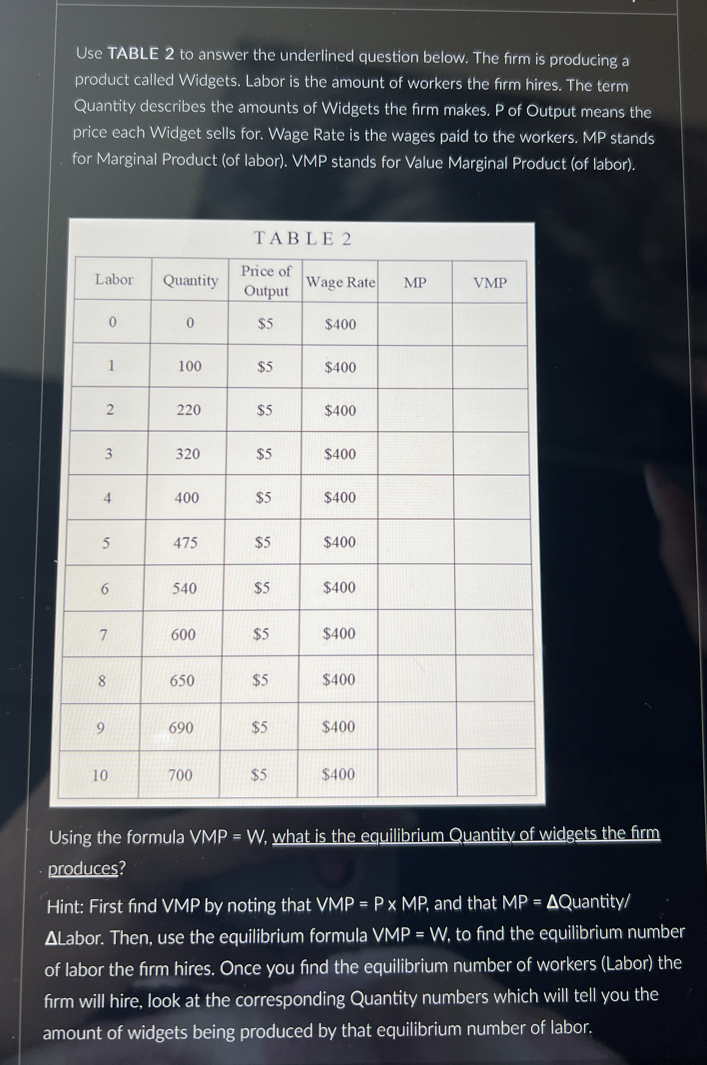 Use TABLE 2 to answer the underlined question