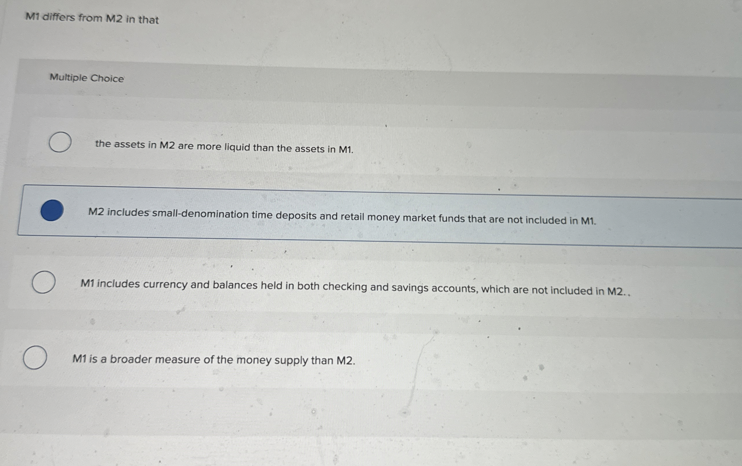 M 1 differs from M 2 in that Multiple Choice the