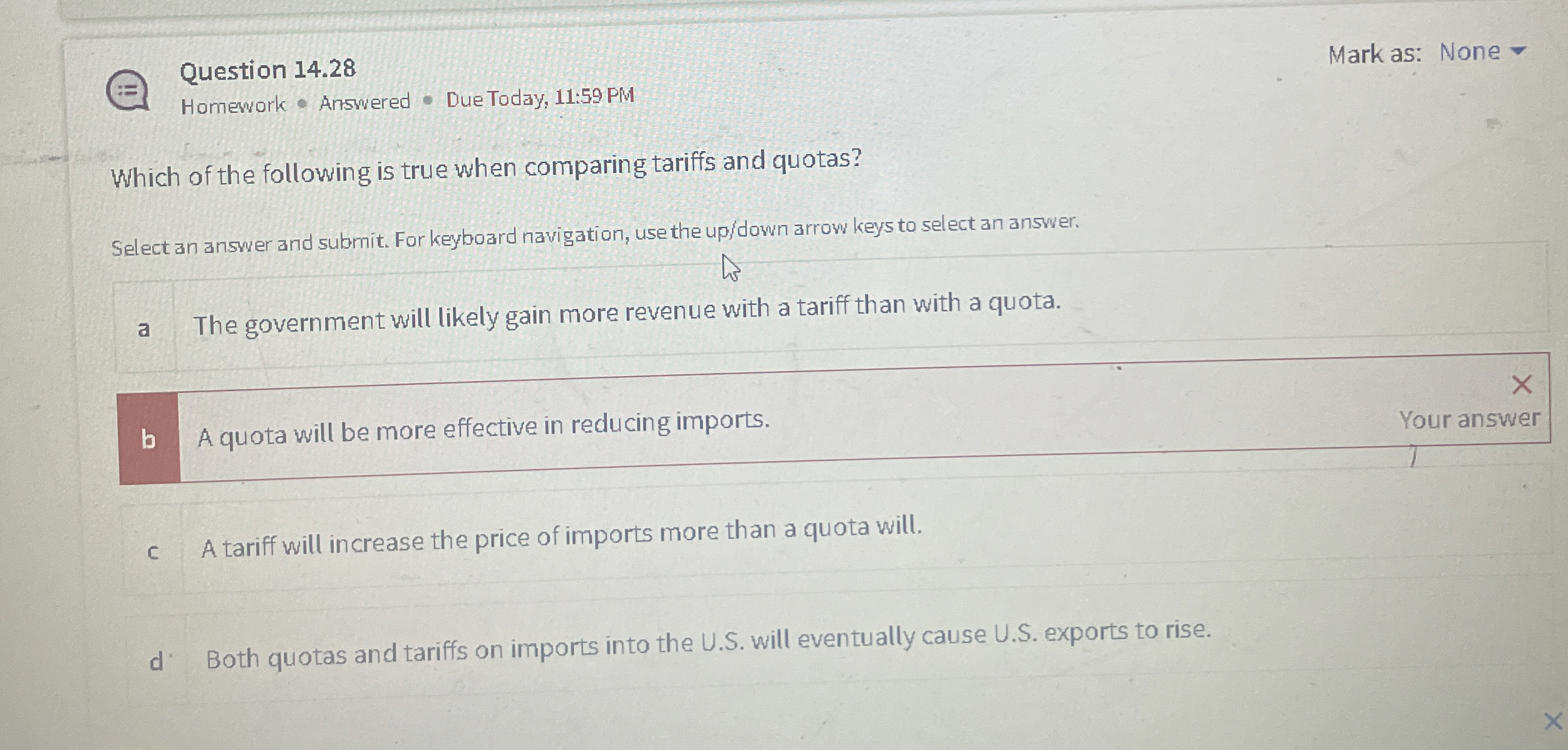 Question 1 4 . 2 8 Mark as: None Homework -