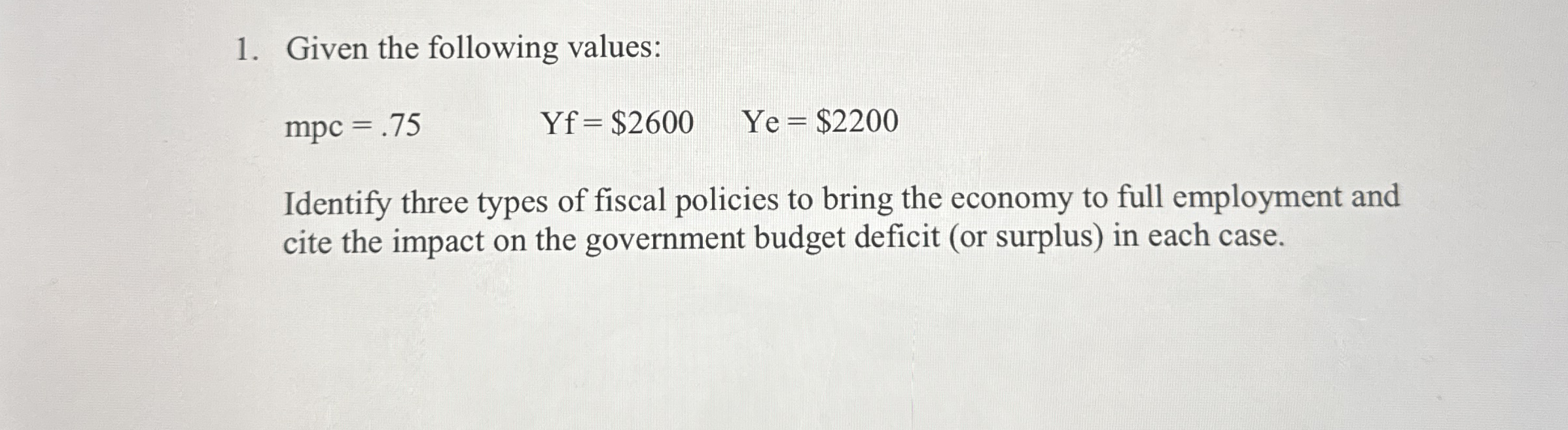 Given the following values: m p c = . 7 5 , Y f =