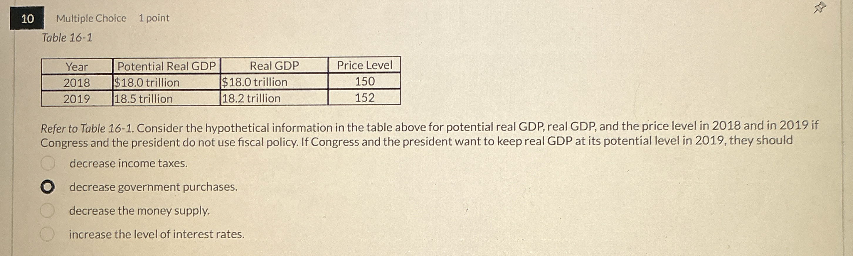 1 0 Multiple Choice 1 point Table 1 6 - 1 \ table