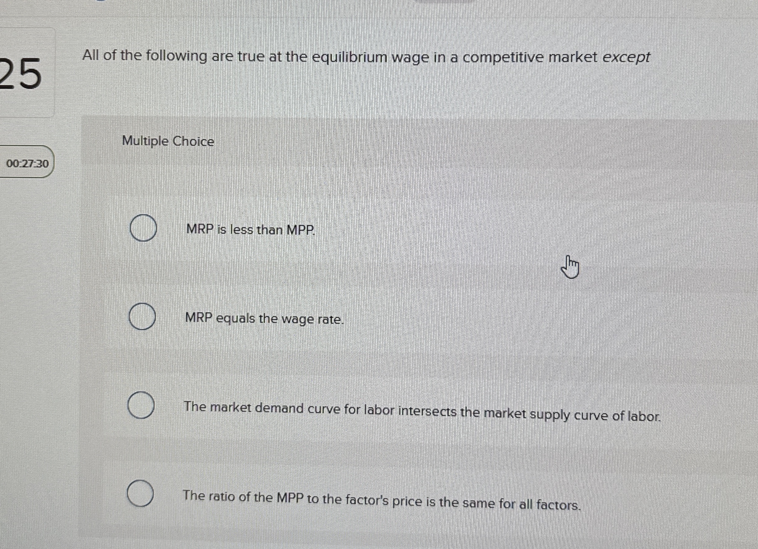 All of the following are true at the equilibrium