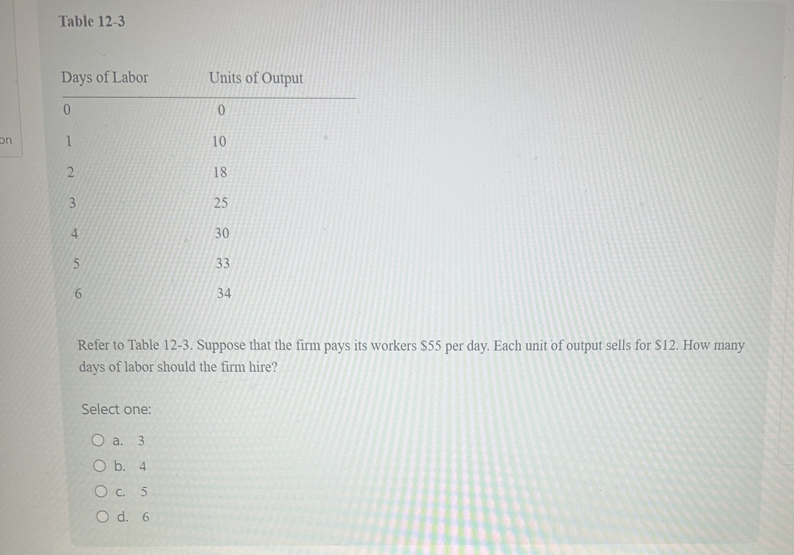Table 1 2 - 3 \ table [ [ Days of Labor ] , [ 0 ]