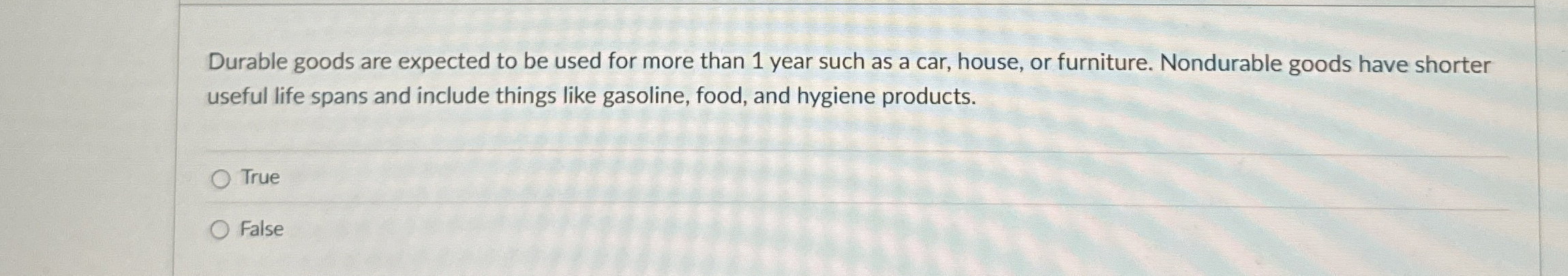 Durable goods are expected to be used for more