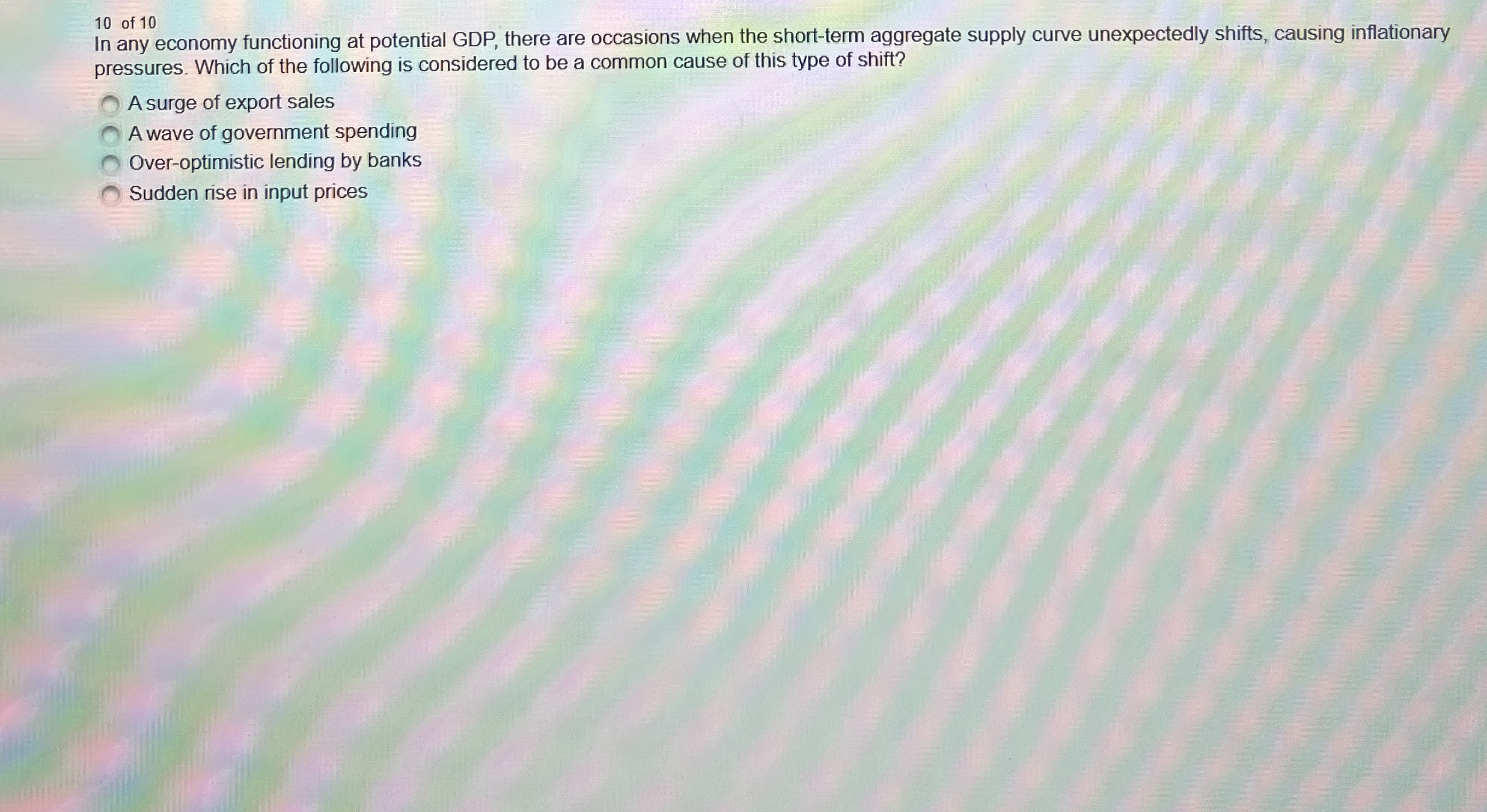 1 0 of 1 0 In any economy functioning at