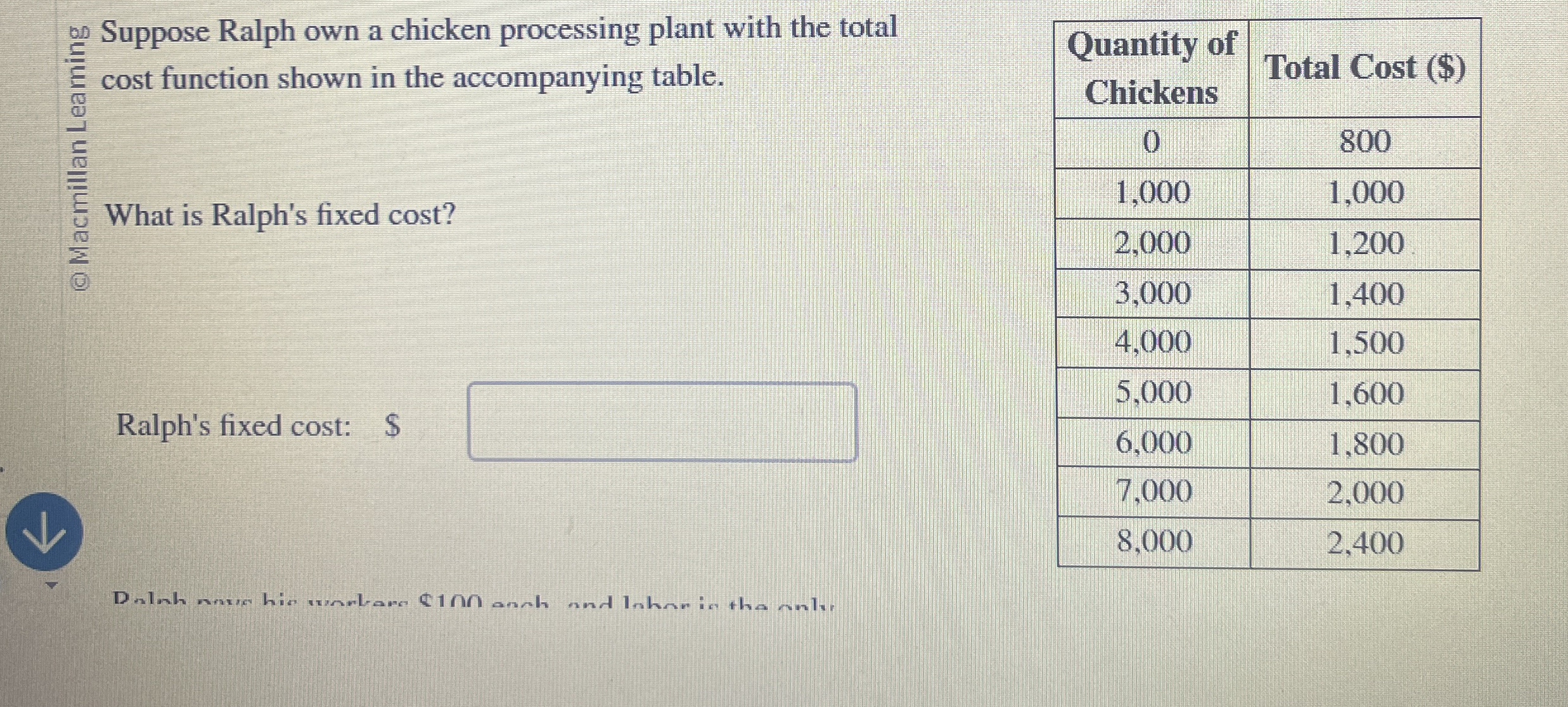 ? 5 6 0 Suppose Ralph own a chicken processing