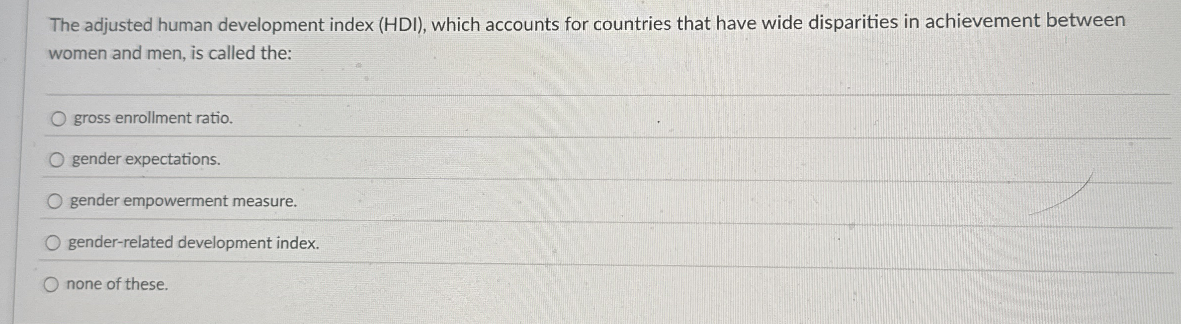 The adjusted human development index ( HDI ) ,