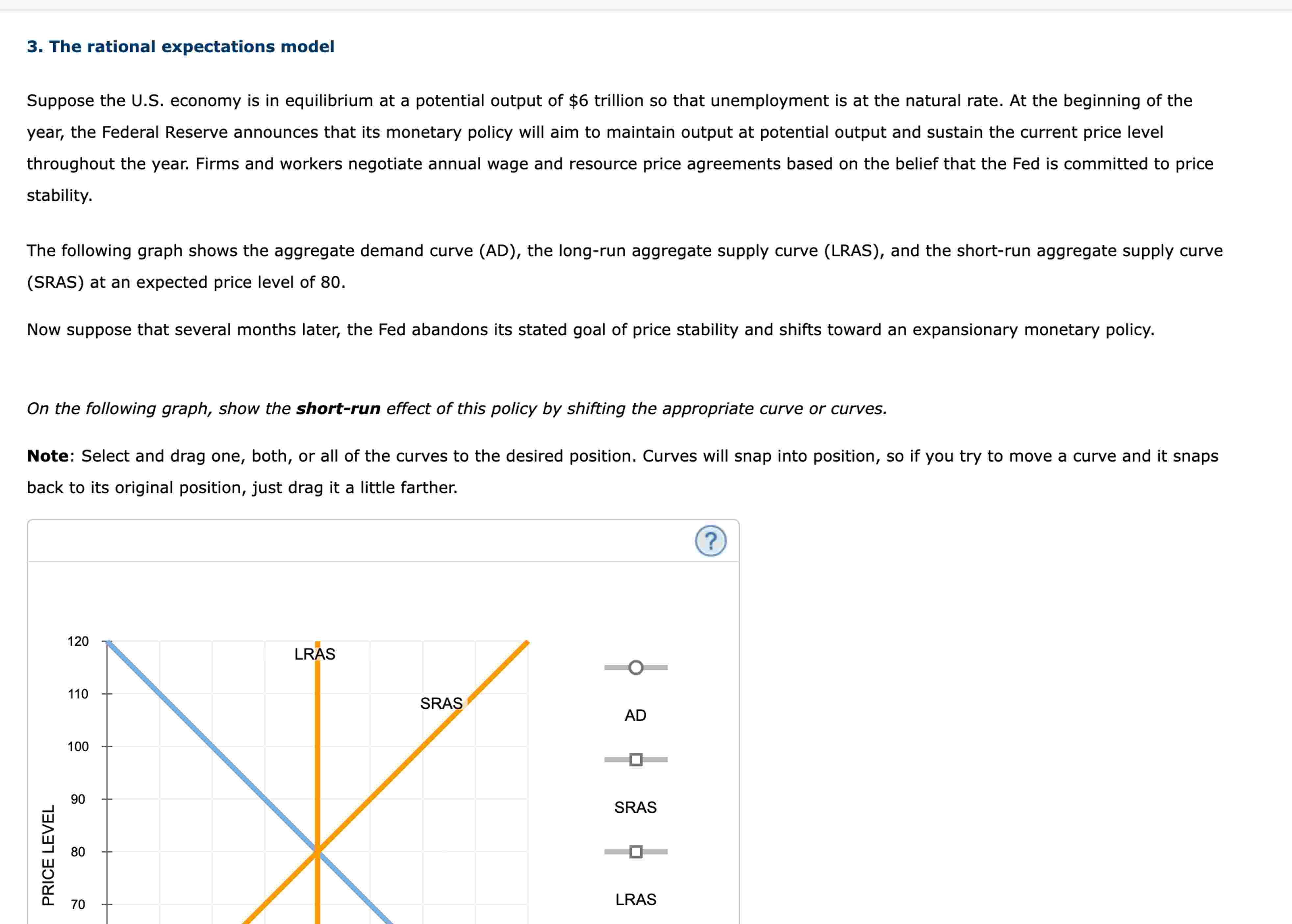 3 . The rational expectations model Suppose the U