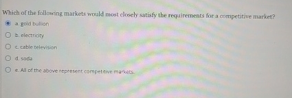Which of the following markets would most closely