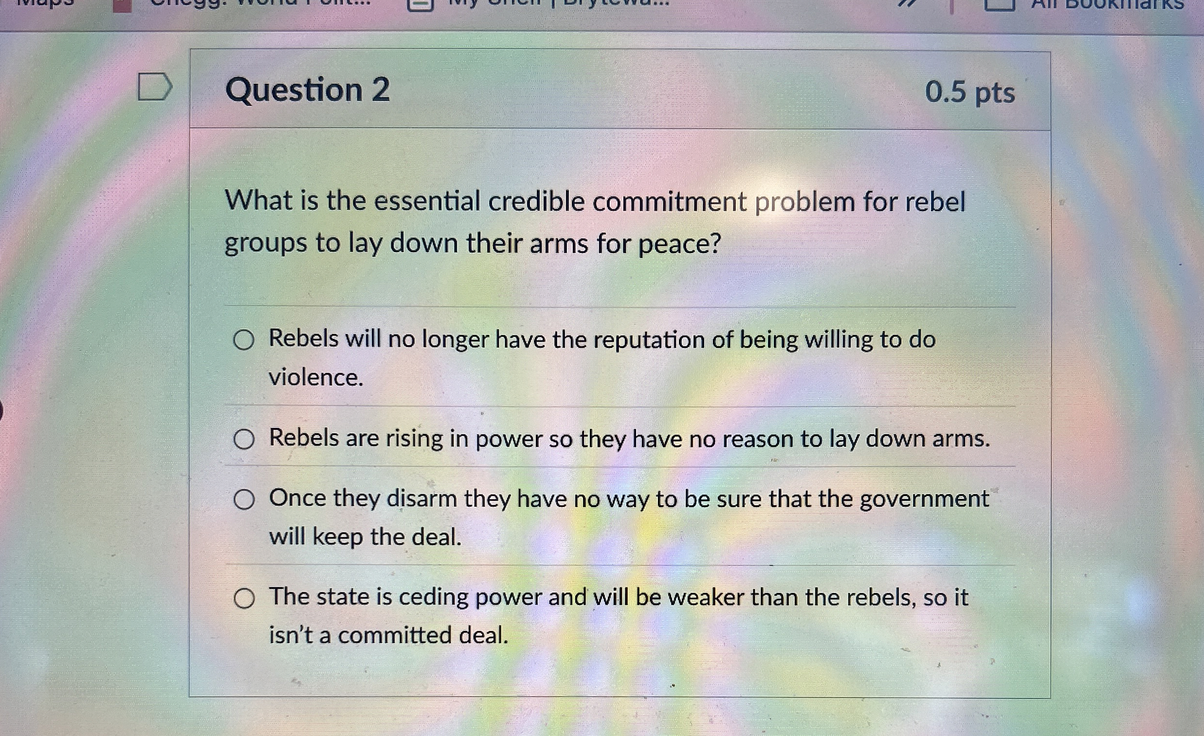 Question 2 0 . 5 pts What is the essential