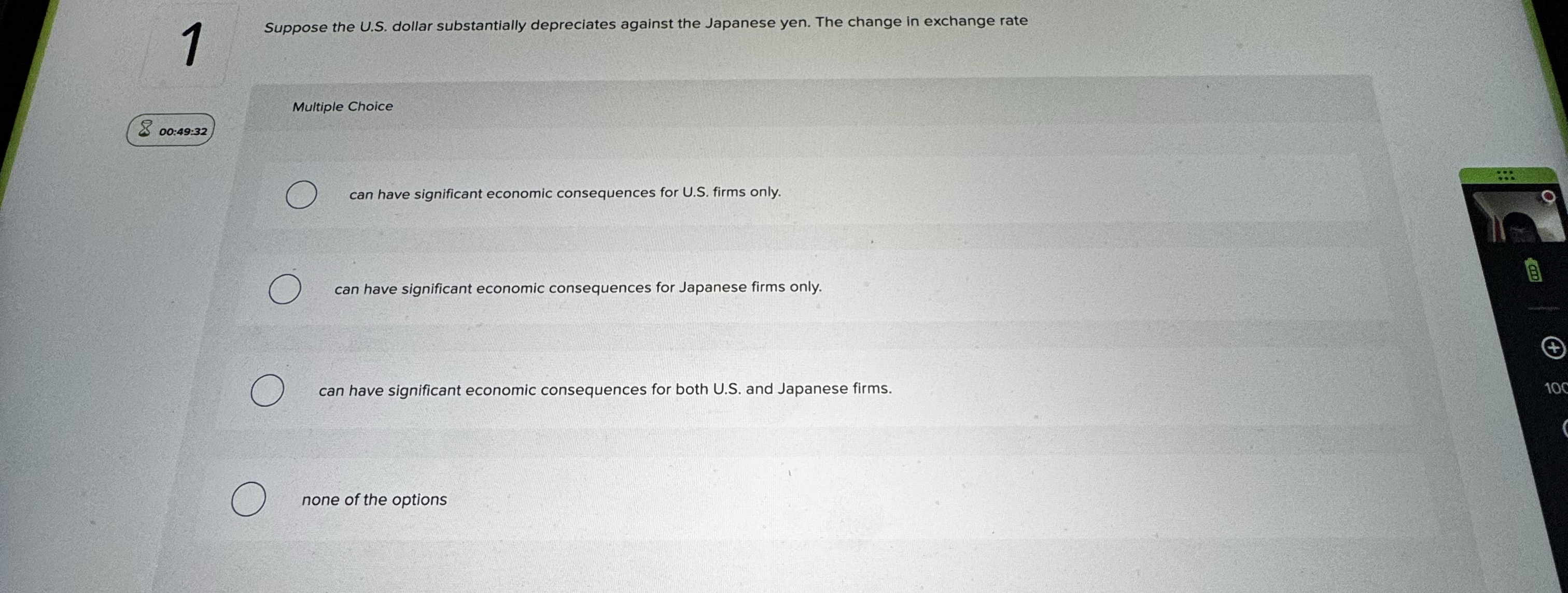 1 Suppose the U . S . dollar substantially