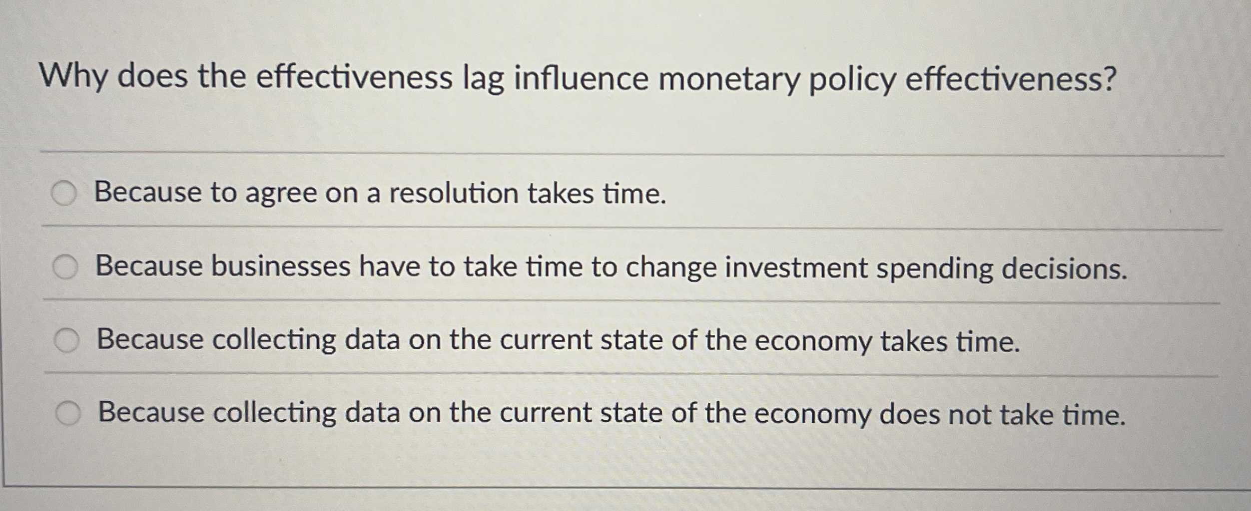Why does the effectiveness lag influence monetary