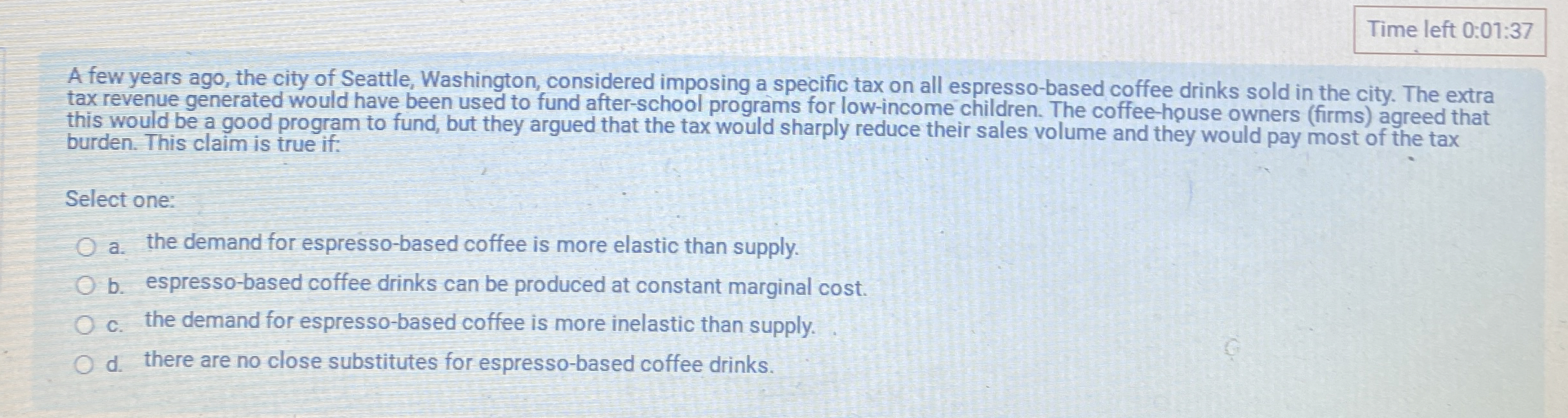 Time left 0 : 0 1 : 3 7 A few years ago, the city