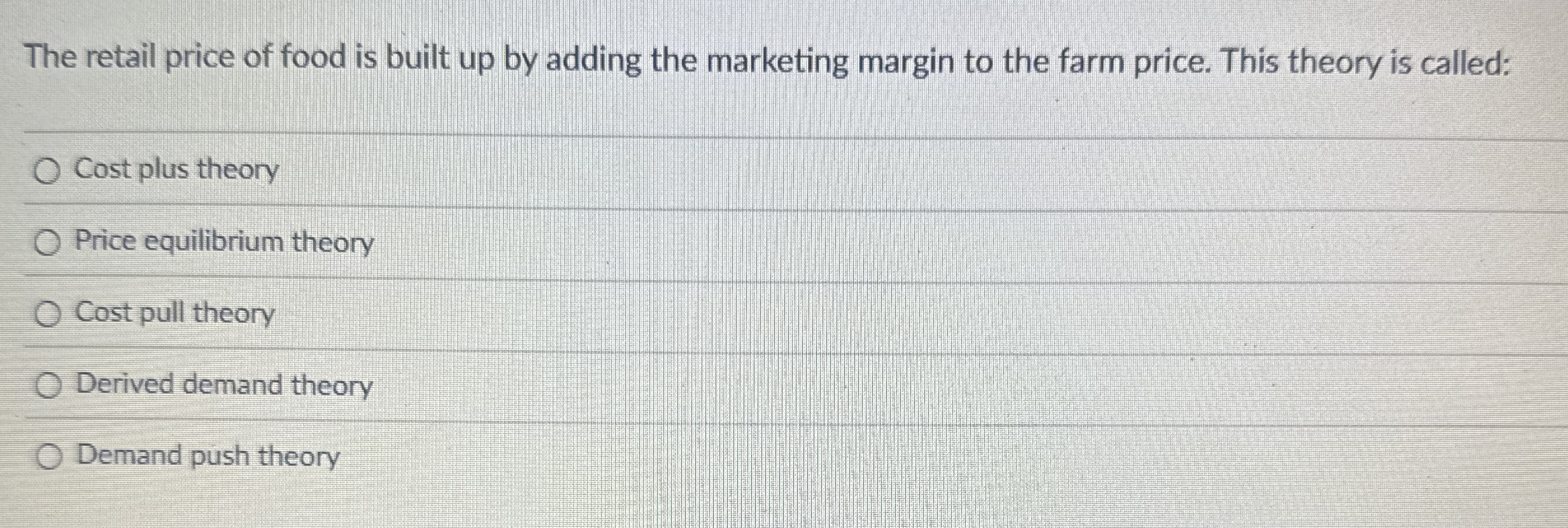 The retail price of food is built up by adding