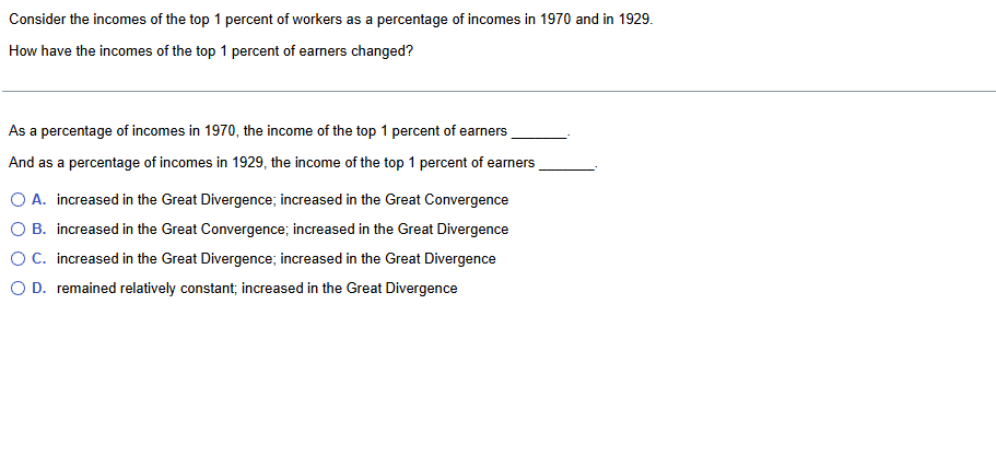 Consider the incomes of the top 1 percent of