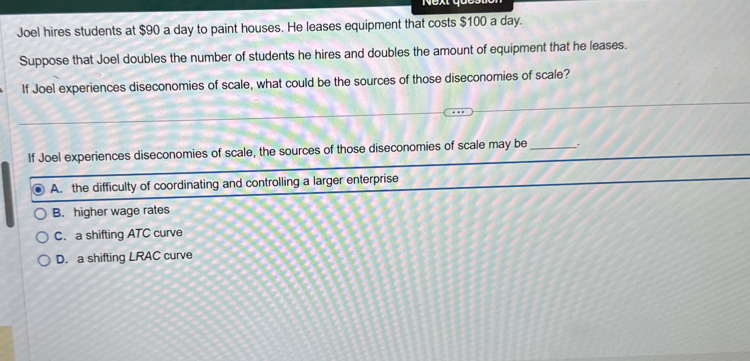 Joel hires students at $ 9 0 a day to paint