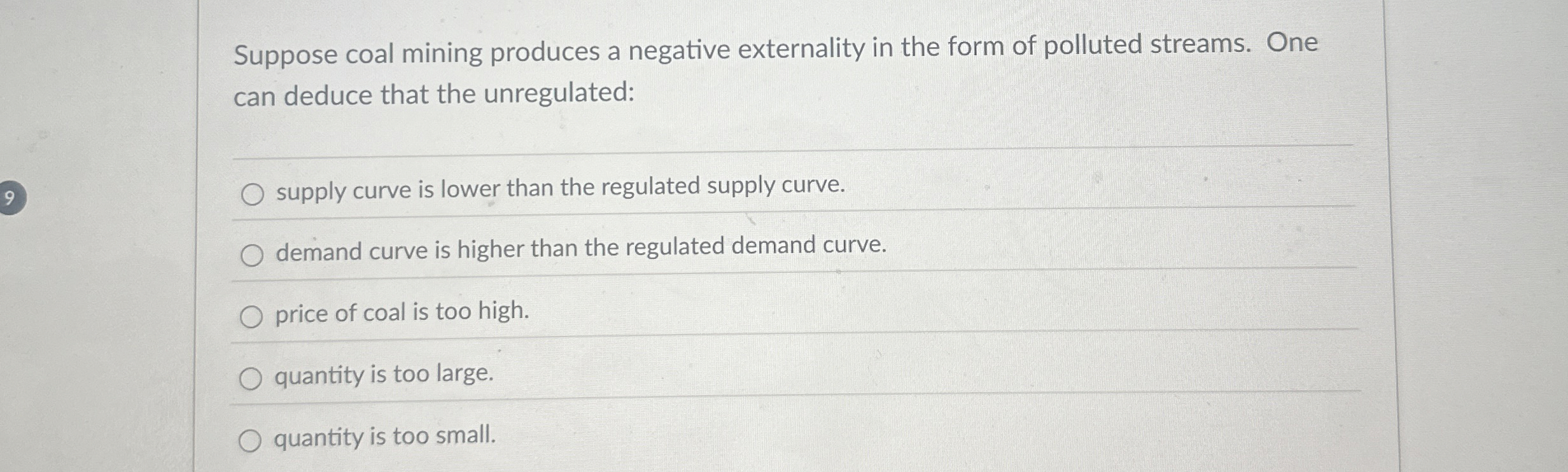 Suppose coal mining produces a negative