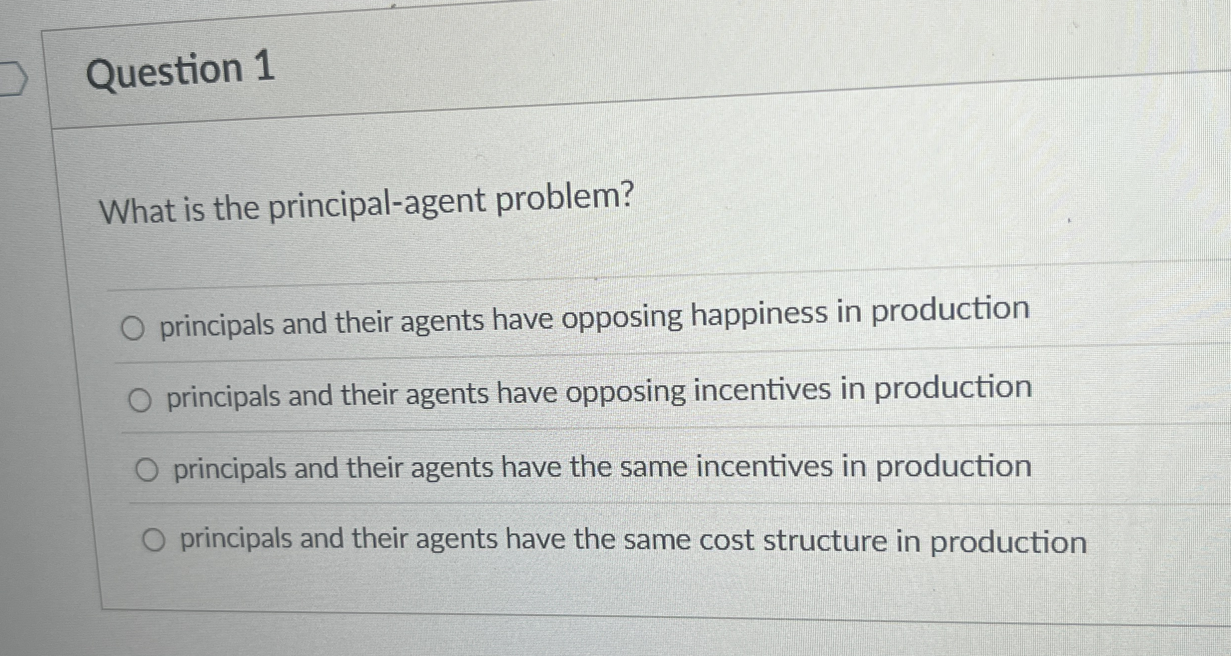 Question 1 What is the principal - agent problem?