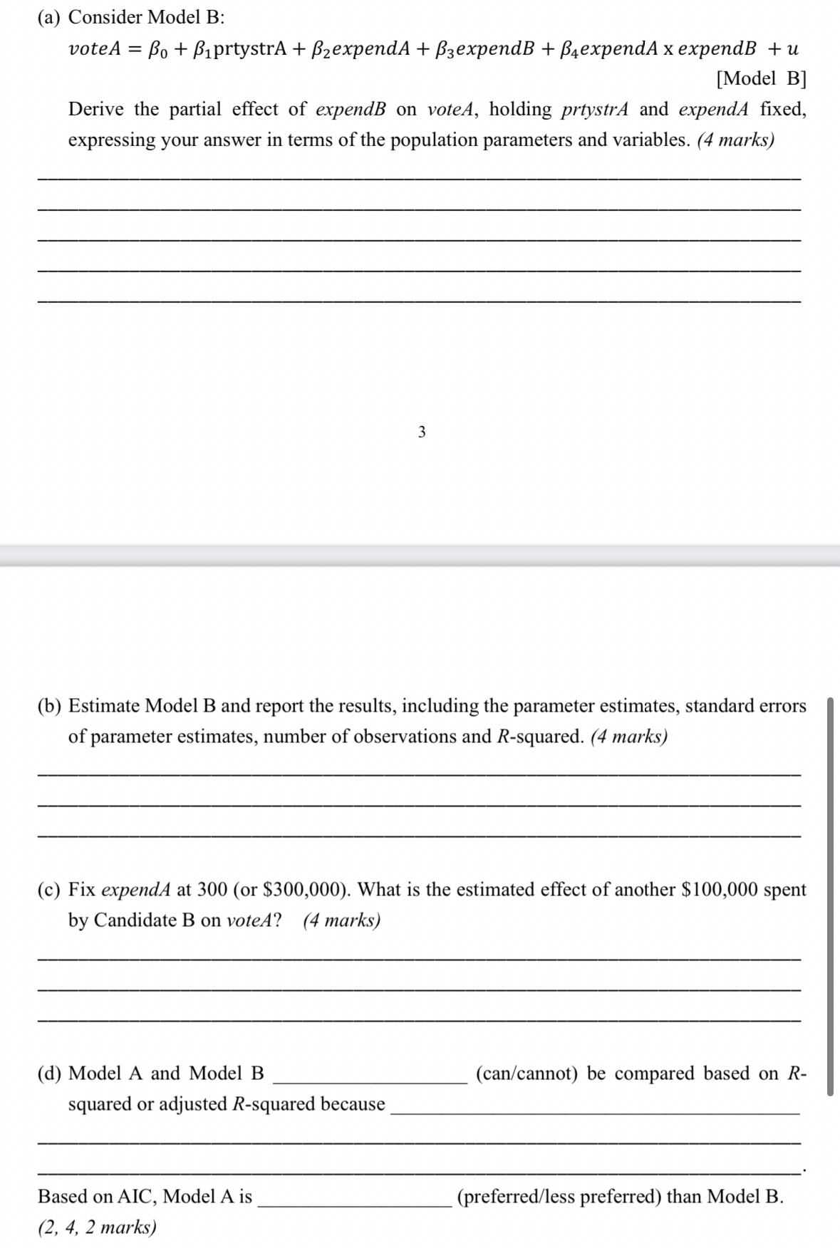 vote A = 0 + 1 p r t y s t r A + 2 expend A + 3