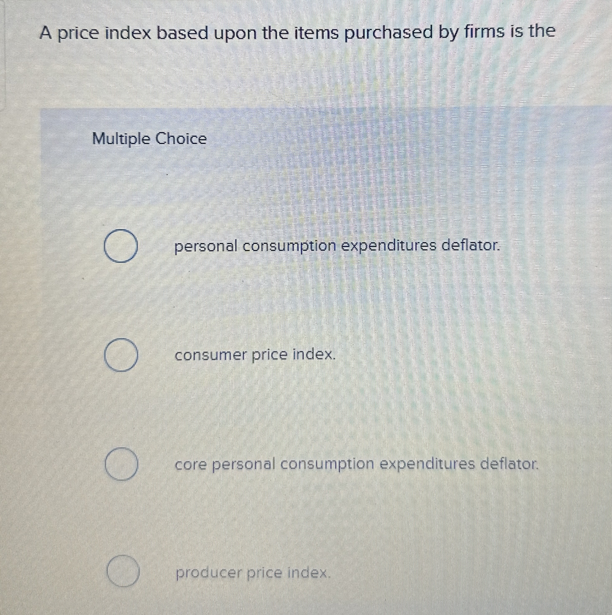 A price index based upon the items purchased by