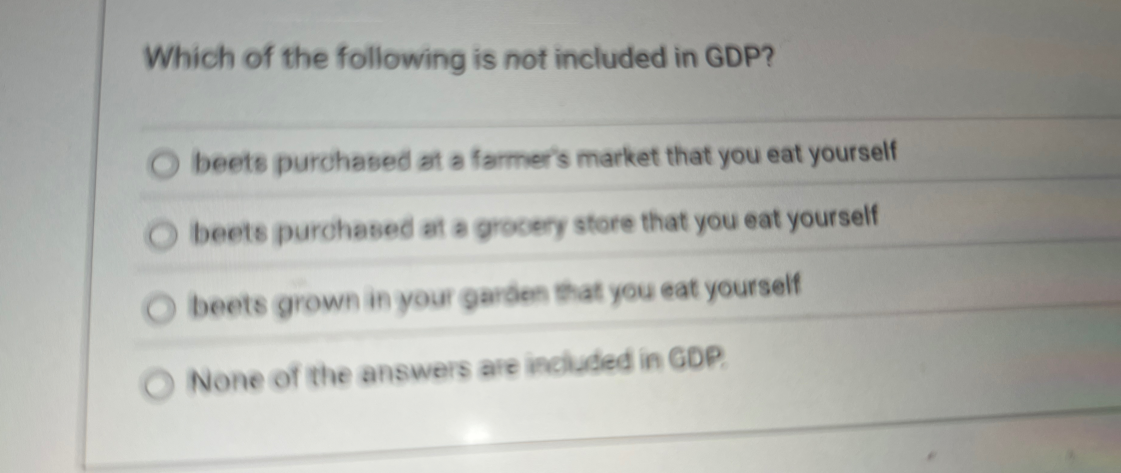 Which of the following is not included in GDP ?