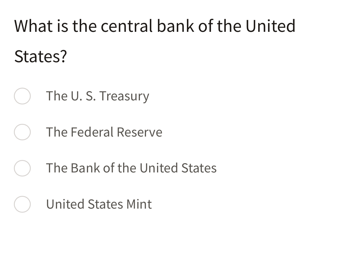 What is the central bank of the United States?