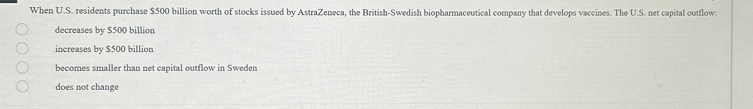 When U . S . residents purchase $ 5 0 0 billion