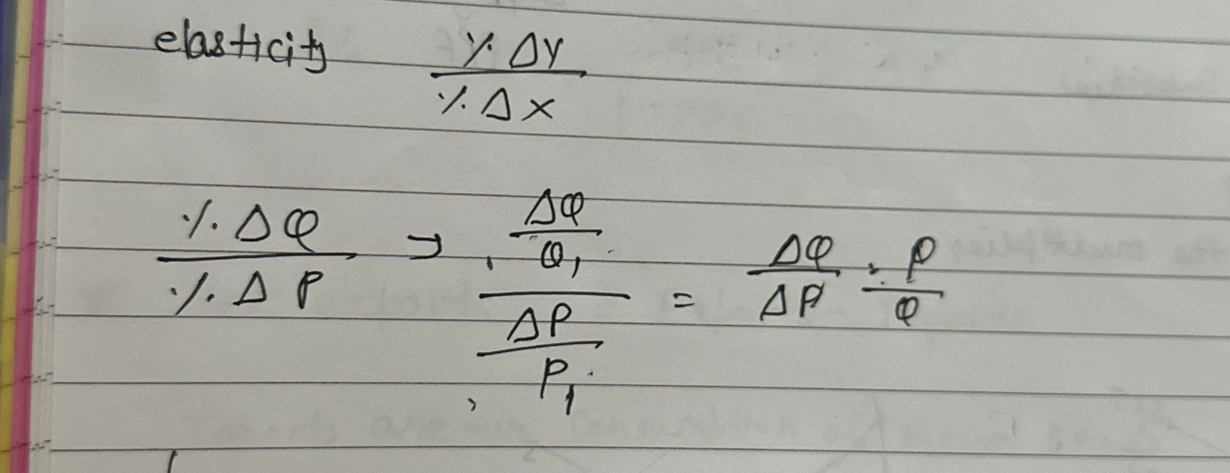 elasticity y y % x % % P = > Q Q 1 P P 1 = F * P