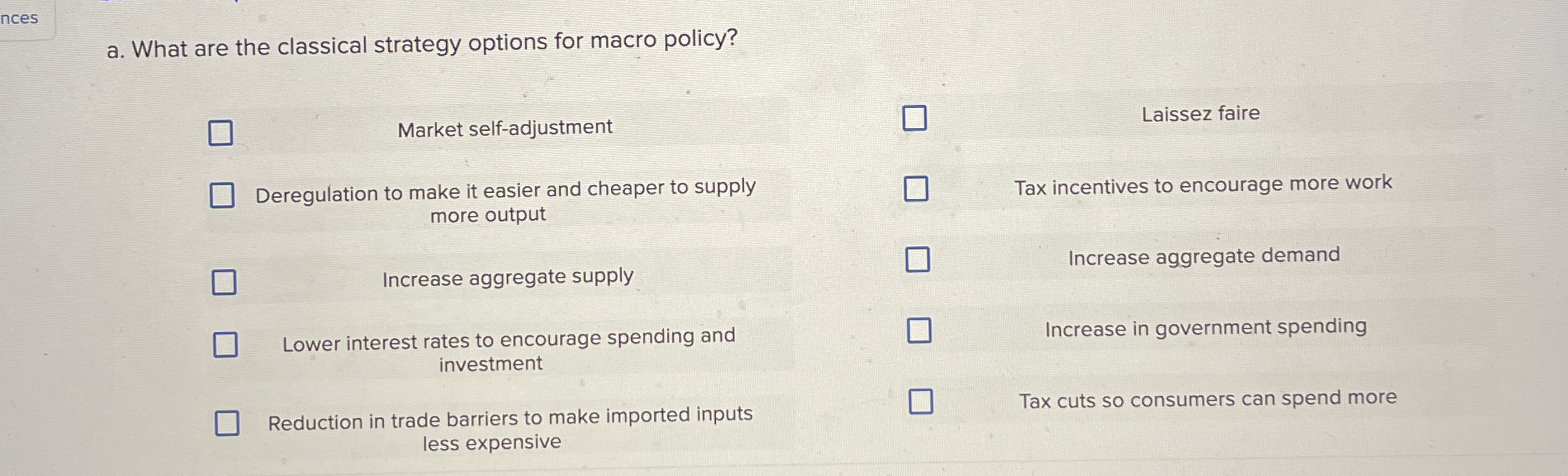nces a . What are the classical strategy options