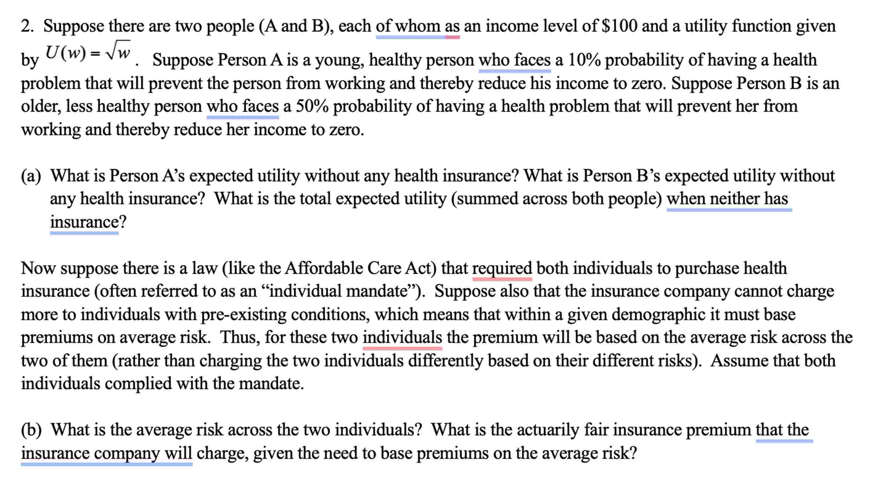 2 . Suppose there are two people ( A and B ) ,