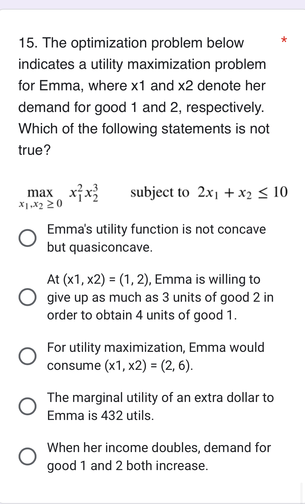 The optimization problem below indicates a