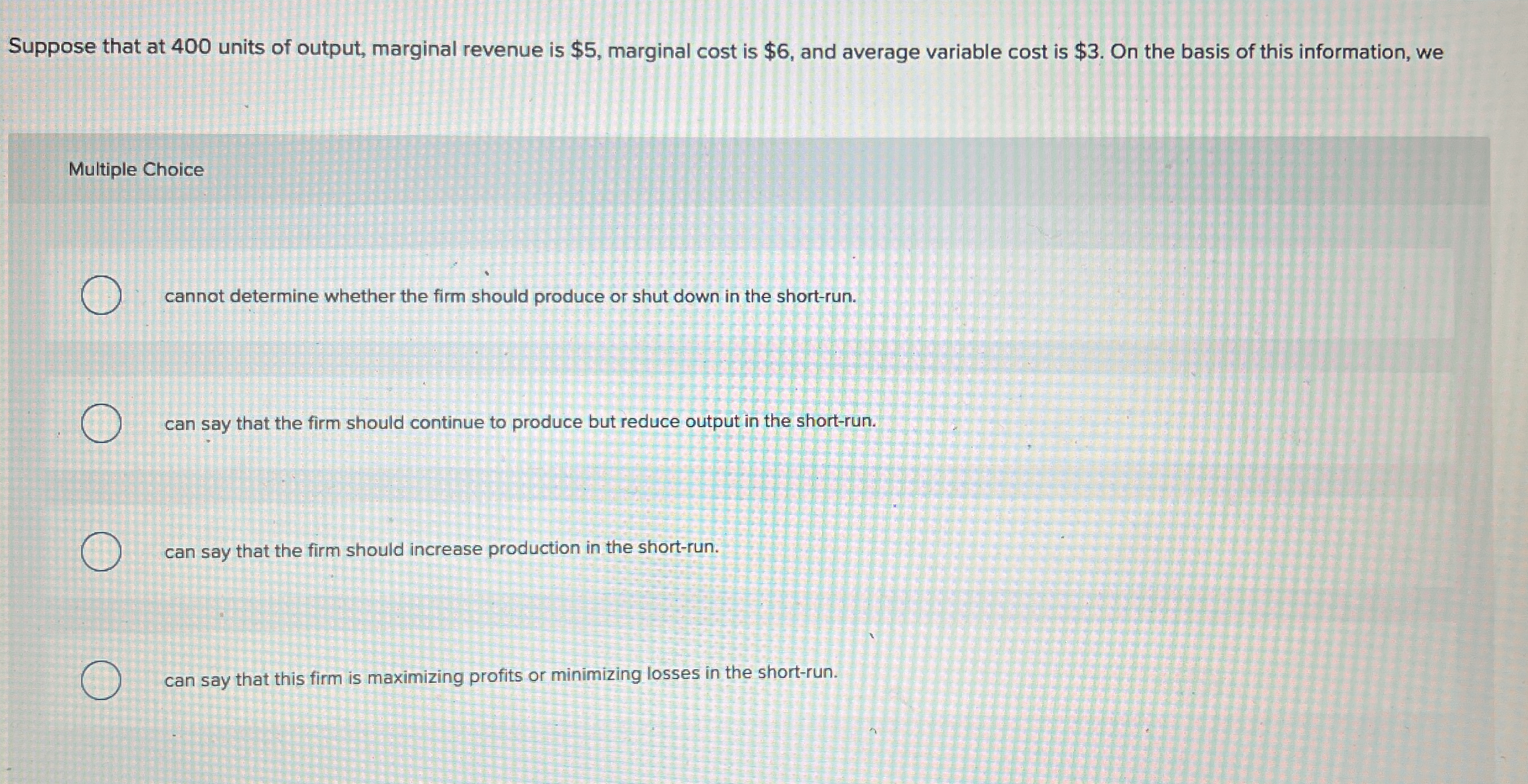 Suppose that at 4 0 0 units of output, marginal