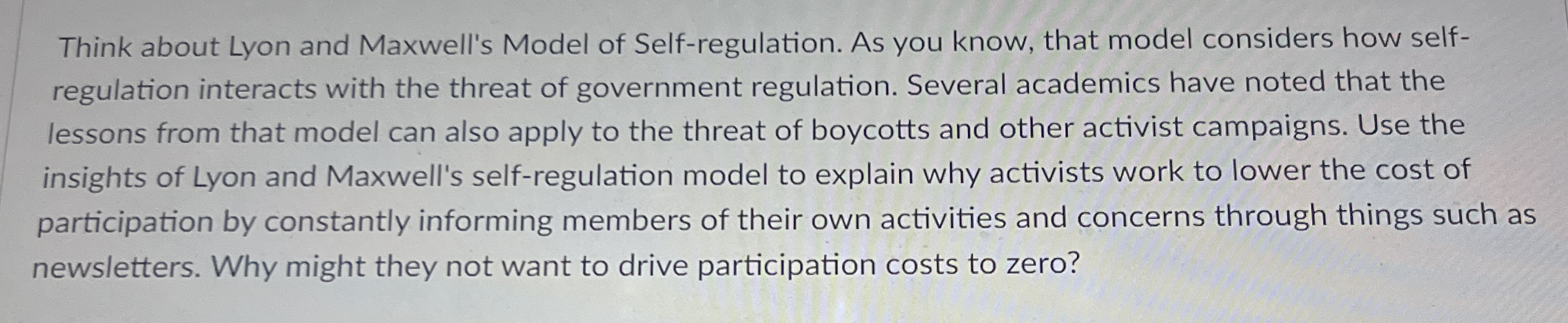 Think about Lyon and Maxwell's Model of Self -