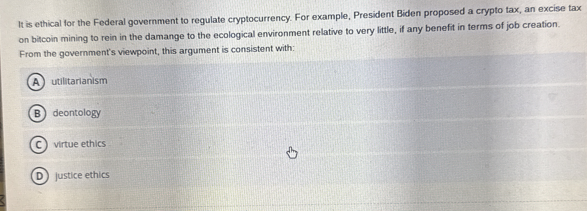 It is ethical for the Federal government to