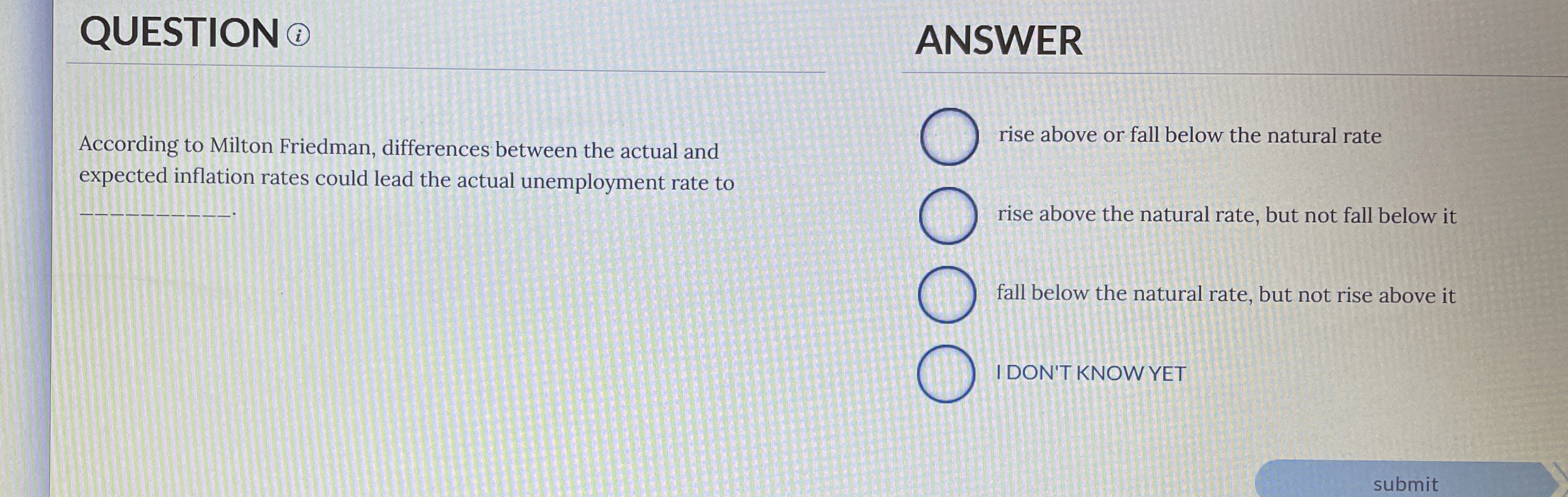 QUESTION ( i ) According to Milton Friedman,