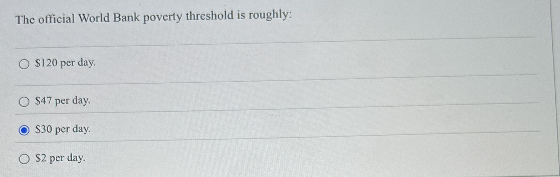 The official World Bank poverty threshold is