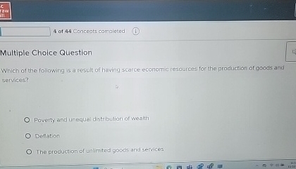 4 of 4 4 Conconts comaleted Multiple Choice