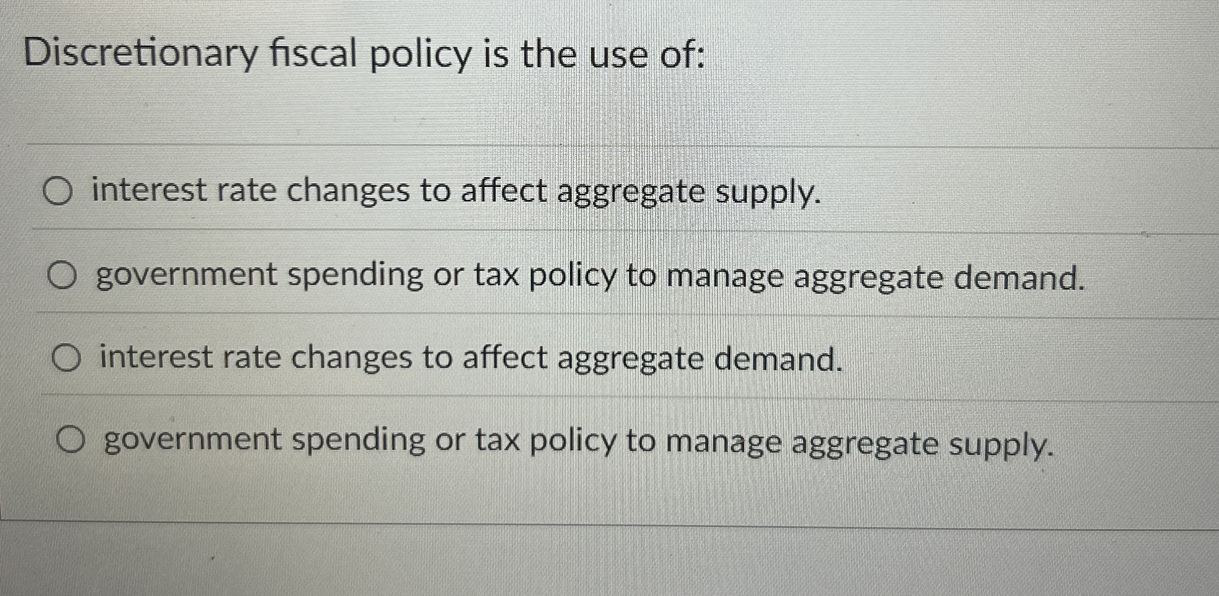 Discretionary fiscal policy is the use of: