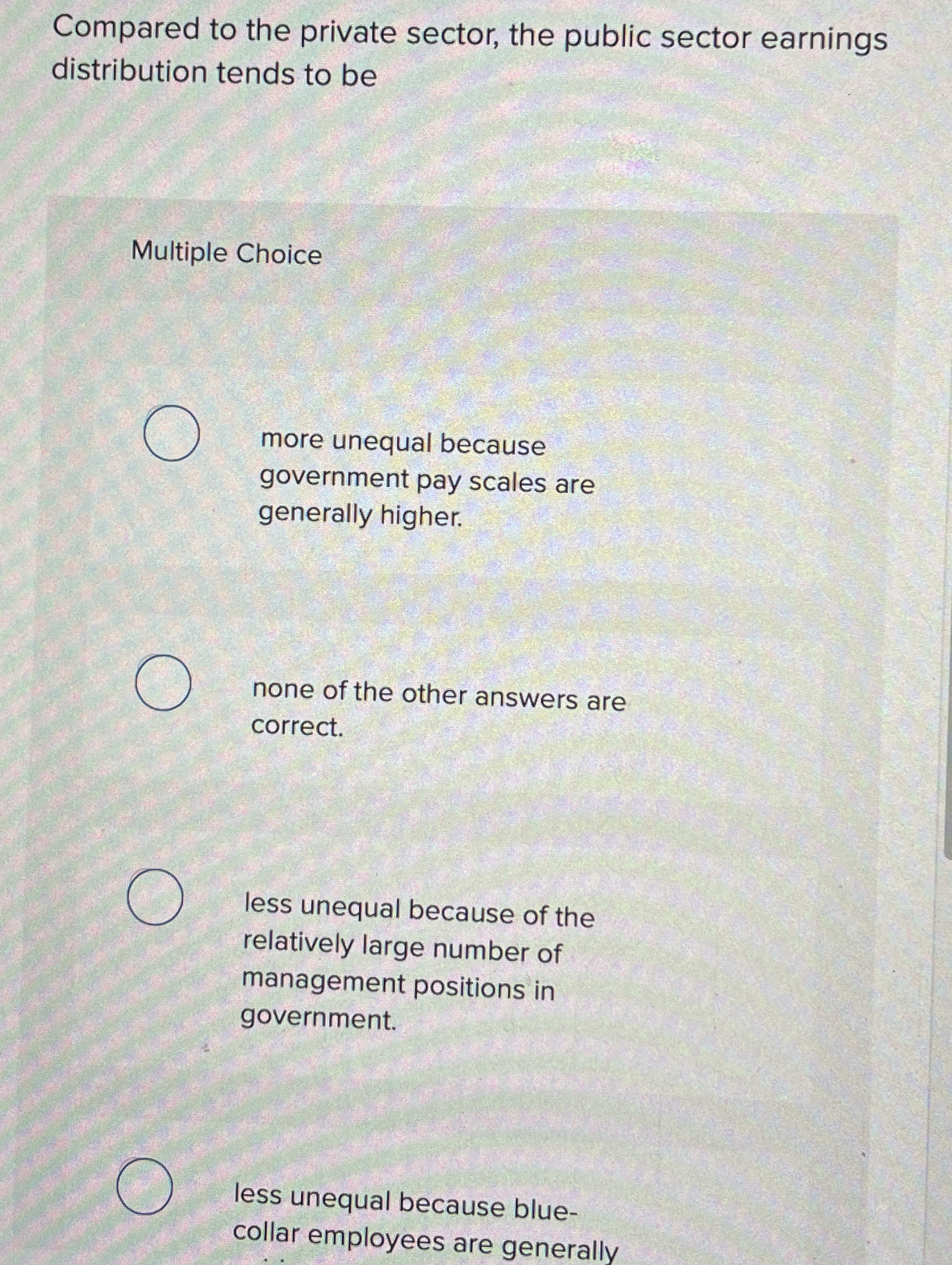 Compared to the private sector, the public sector