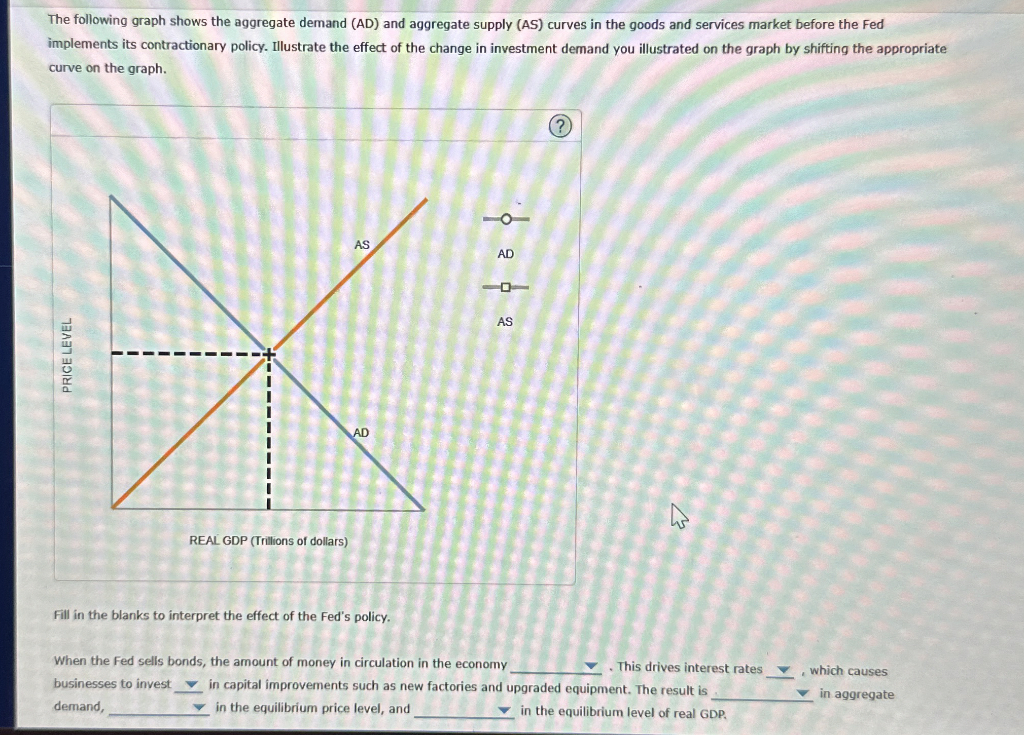 The following graph shows the aggregate demand (