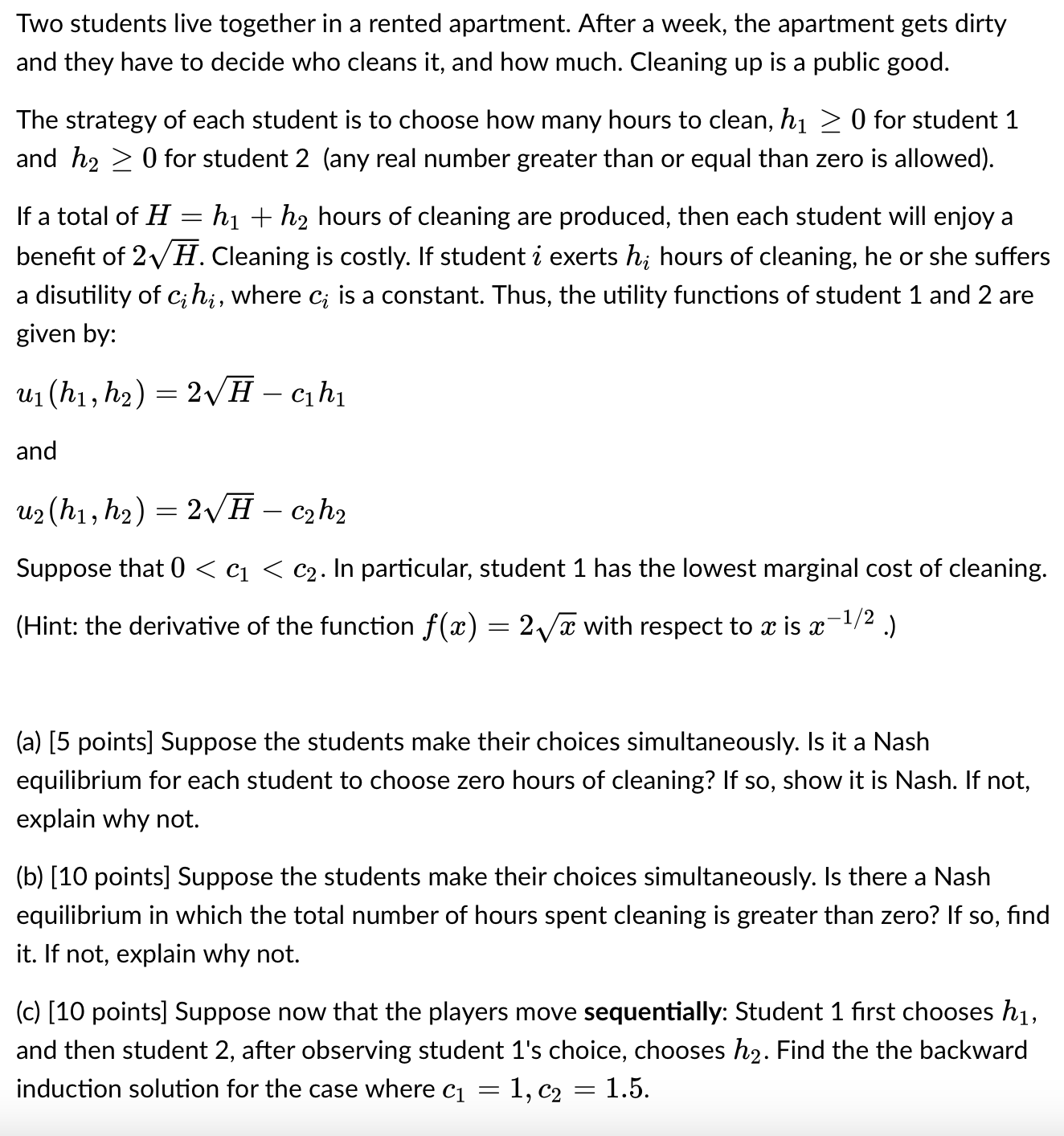 Two students live together i n a rented