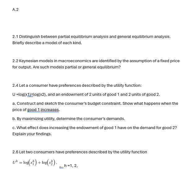 2 . 1 Distinguish between partial equilibrium
